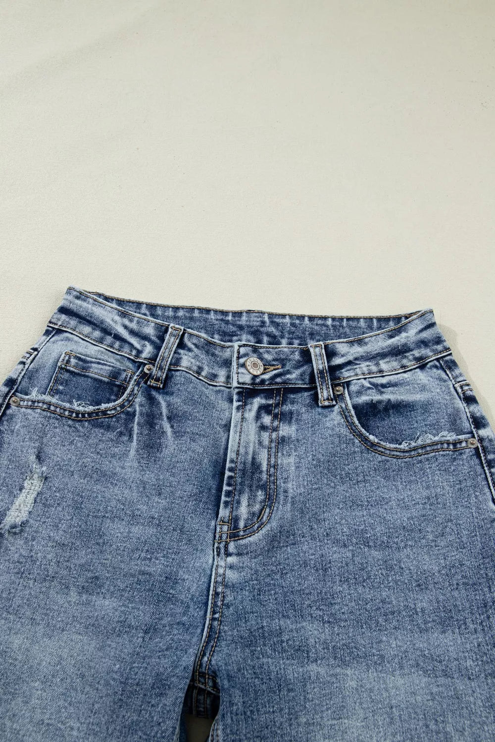 Cuffed Straight Leg Loose Jeans, view 8