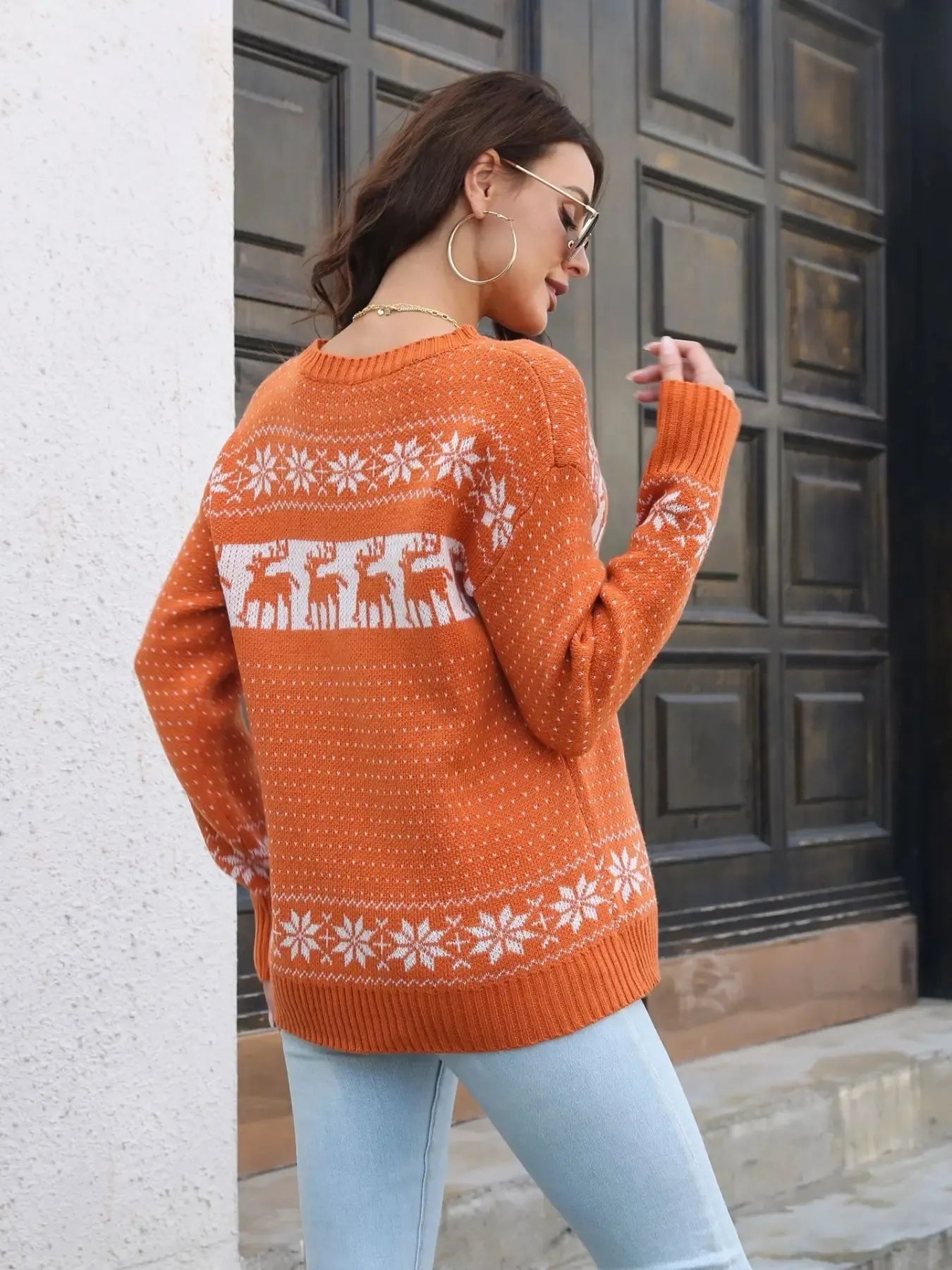 Round Neck Long Sleeve Sweater - Fashorio