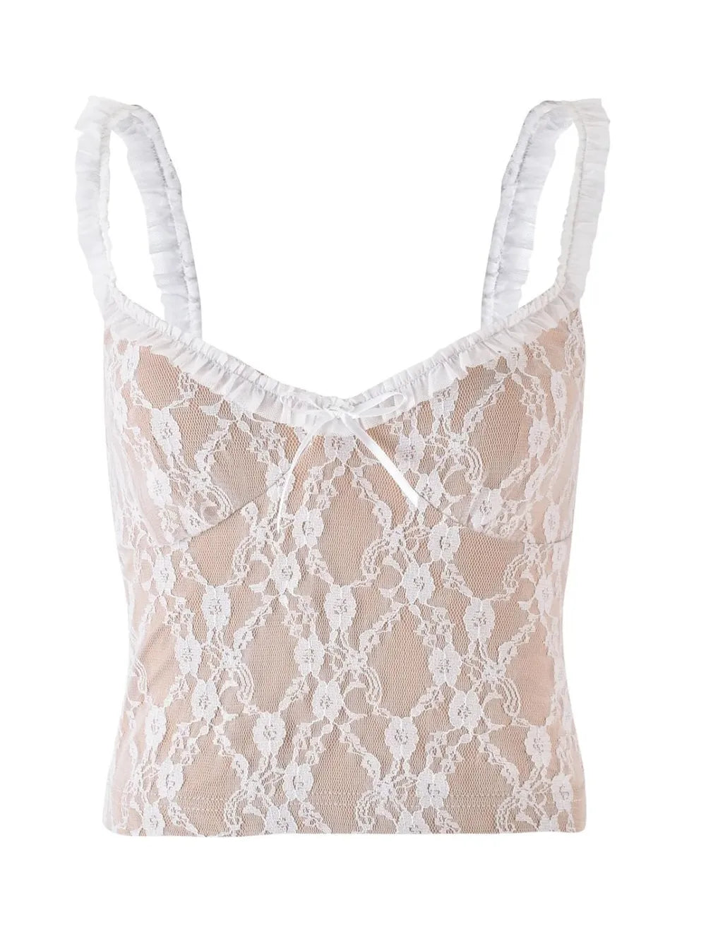 Frill Bow Lace Cami Top styled outfit