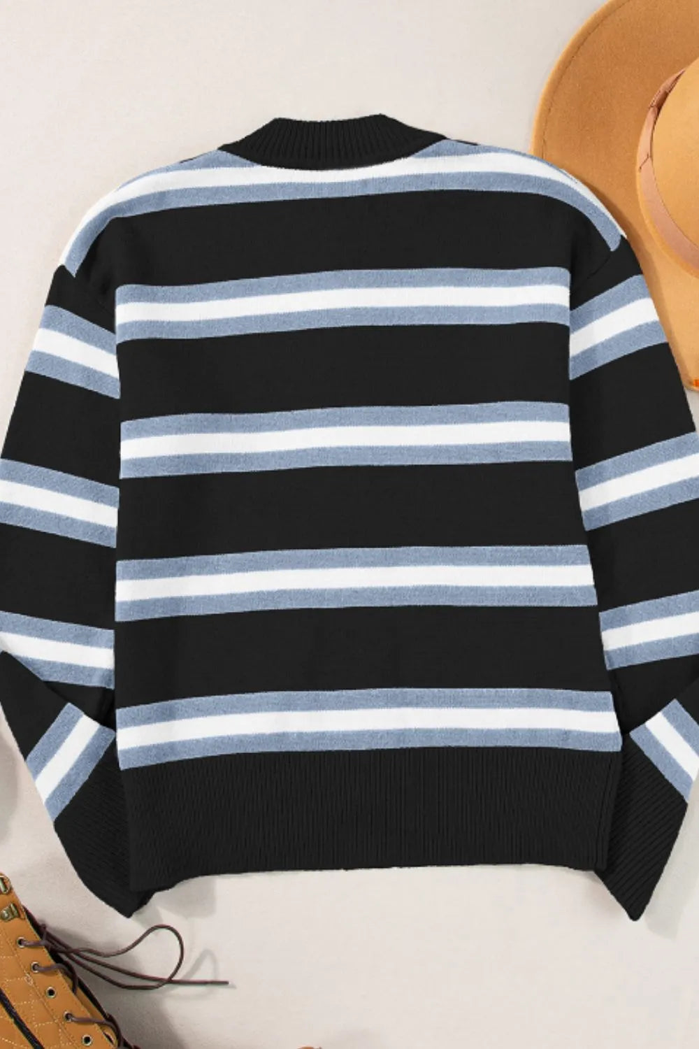 Striped Button Down Long Sleeve Cardigan - Fashorio