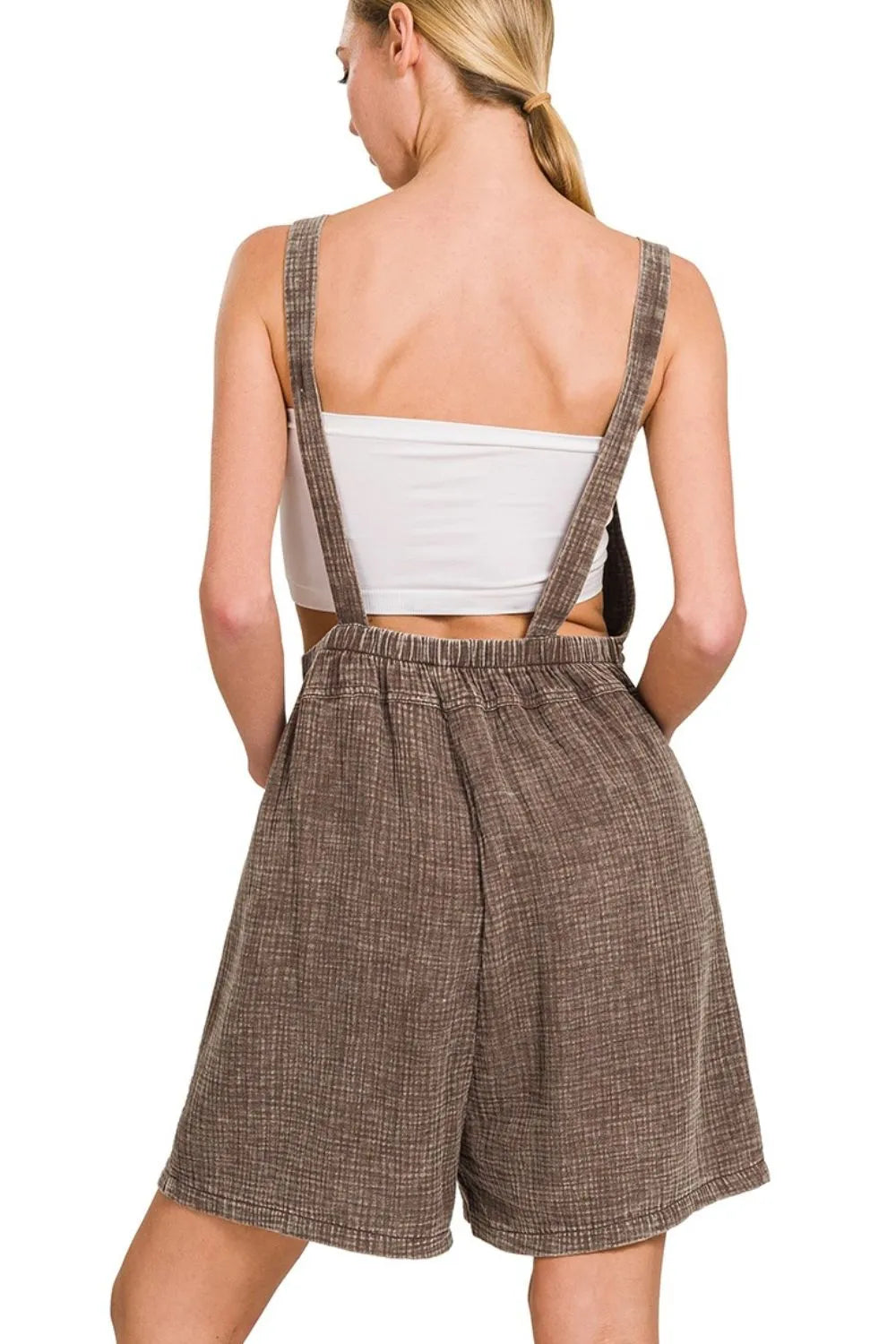 Woven Double Gauze Acid Washed Romper side view