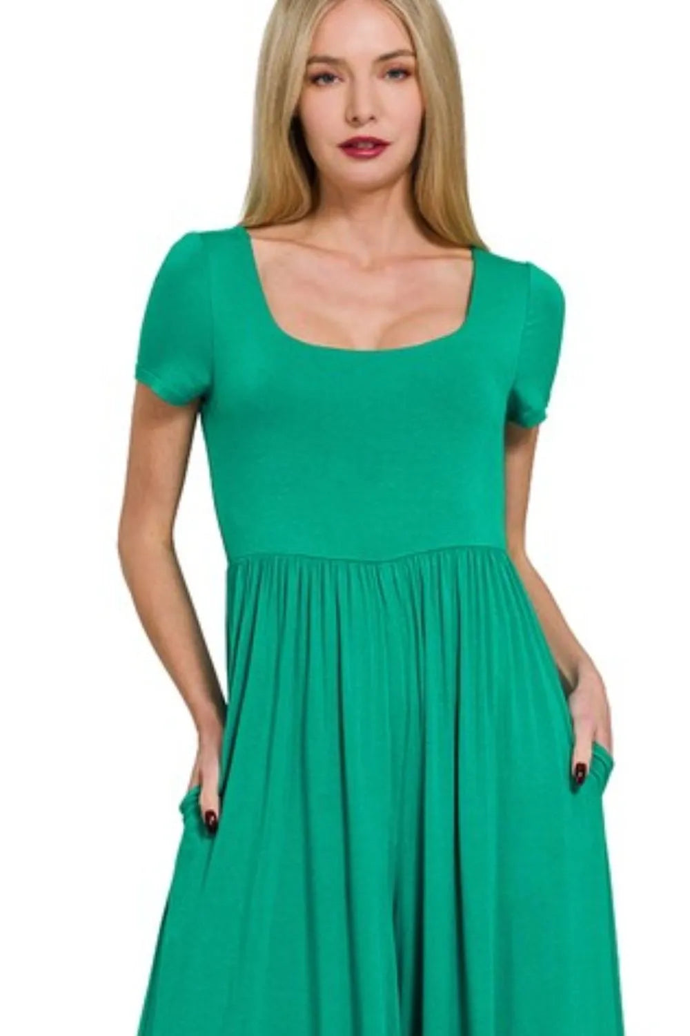 Double Layered Short Sleeve Jumpsuit back view