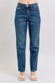 Judy Blue Full Size High Waisted Rigid Magic Non-destroy Straight Leg Jeans Plus Size Dark - Fashorio