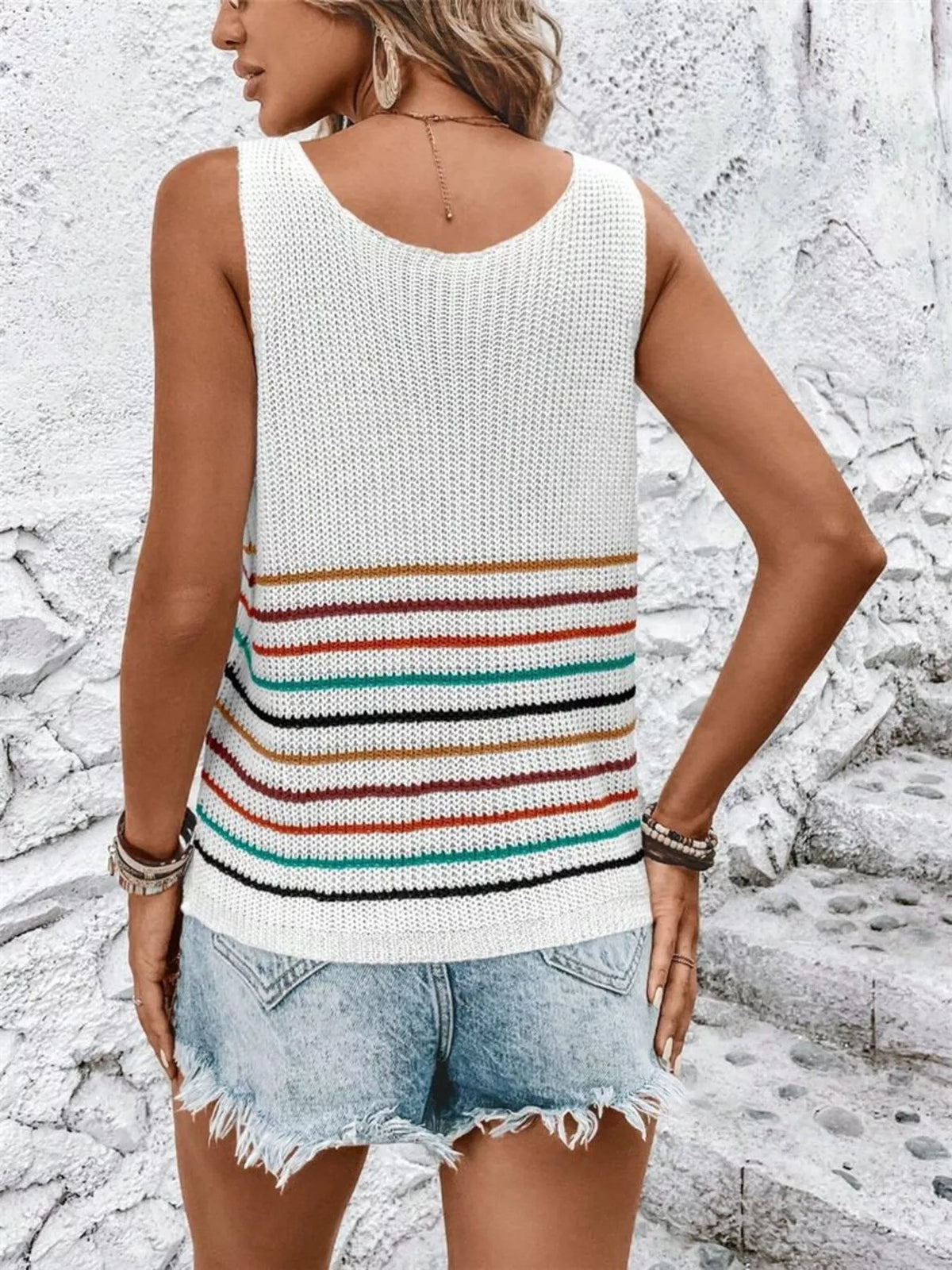 Striped V Neck Sweater Vest, view 17