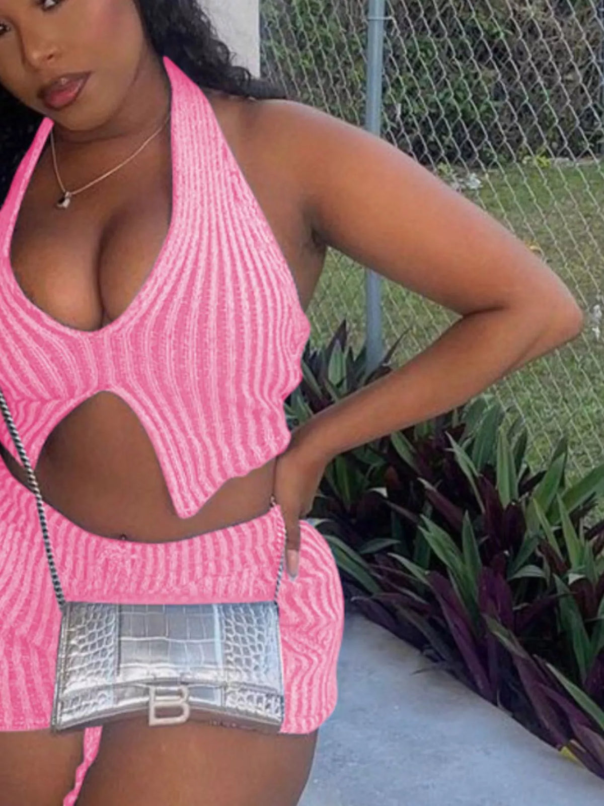 Halter Neck Top and Shorts Sweater Set, view 10
