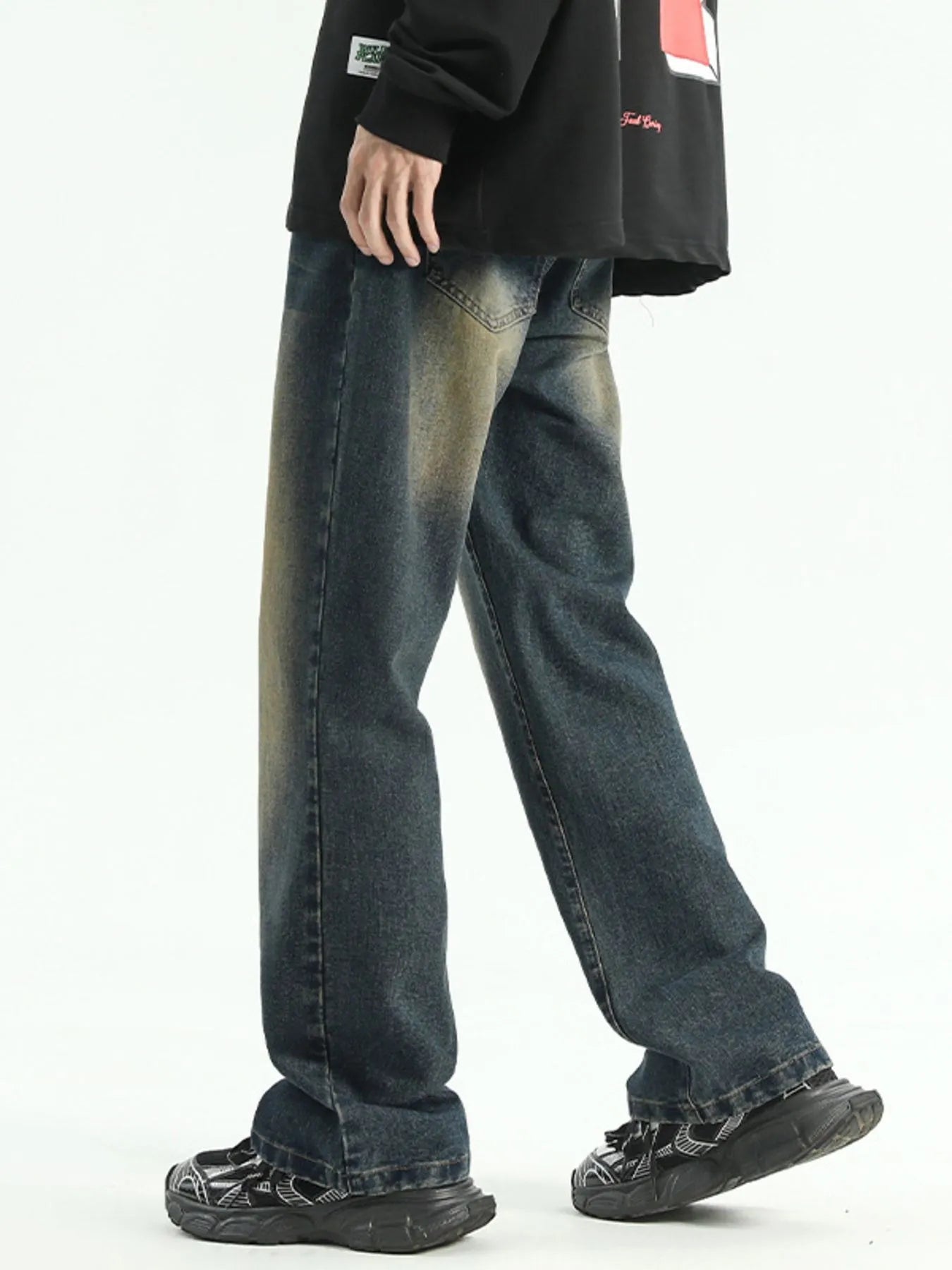 Men's Plus Size Washed Straight Leg Jeans - Fashorio