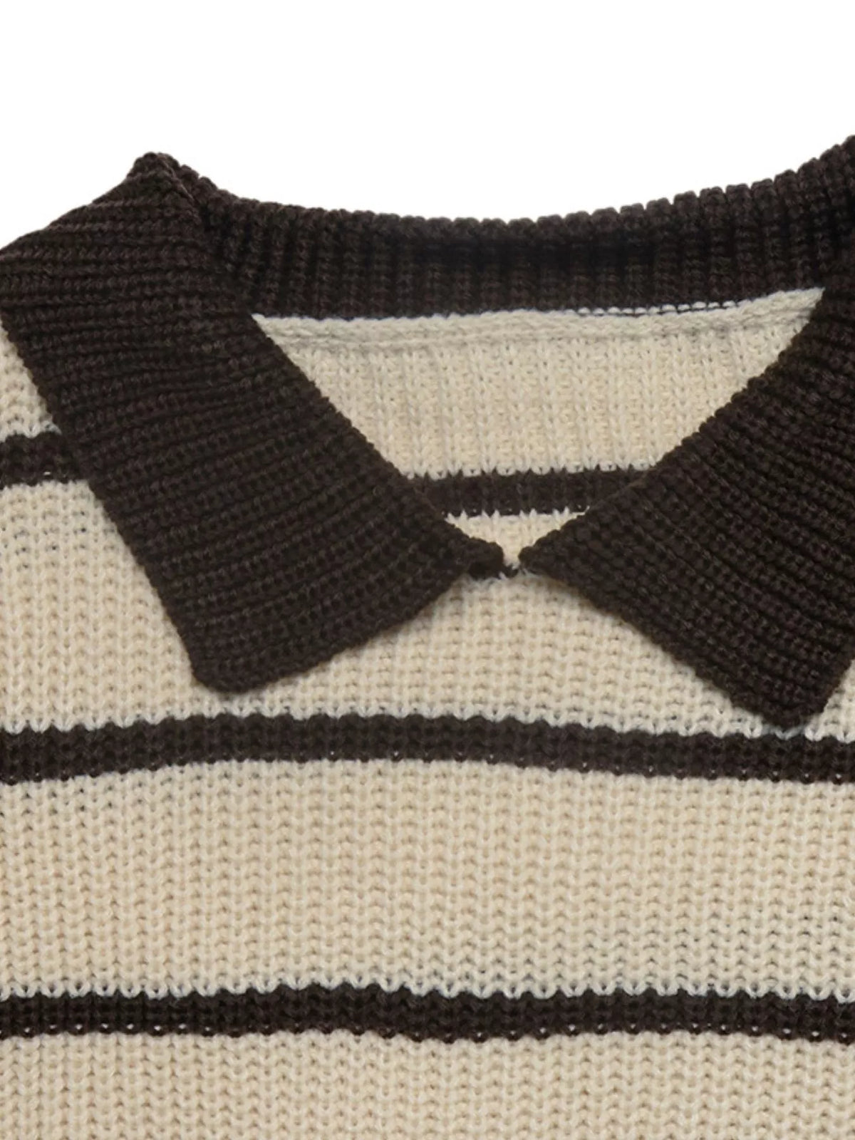 Striped Knit Polo Sweater close up