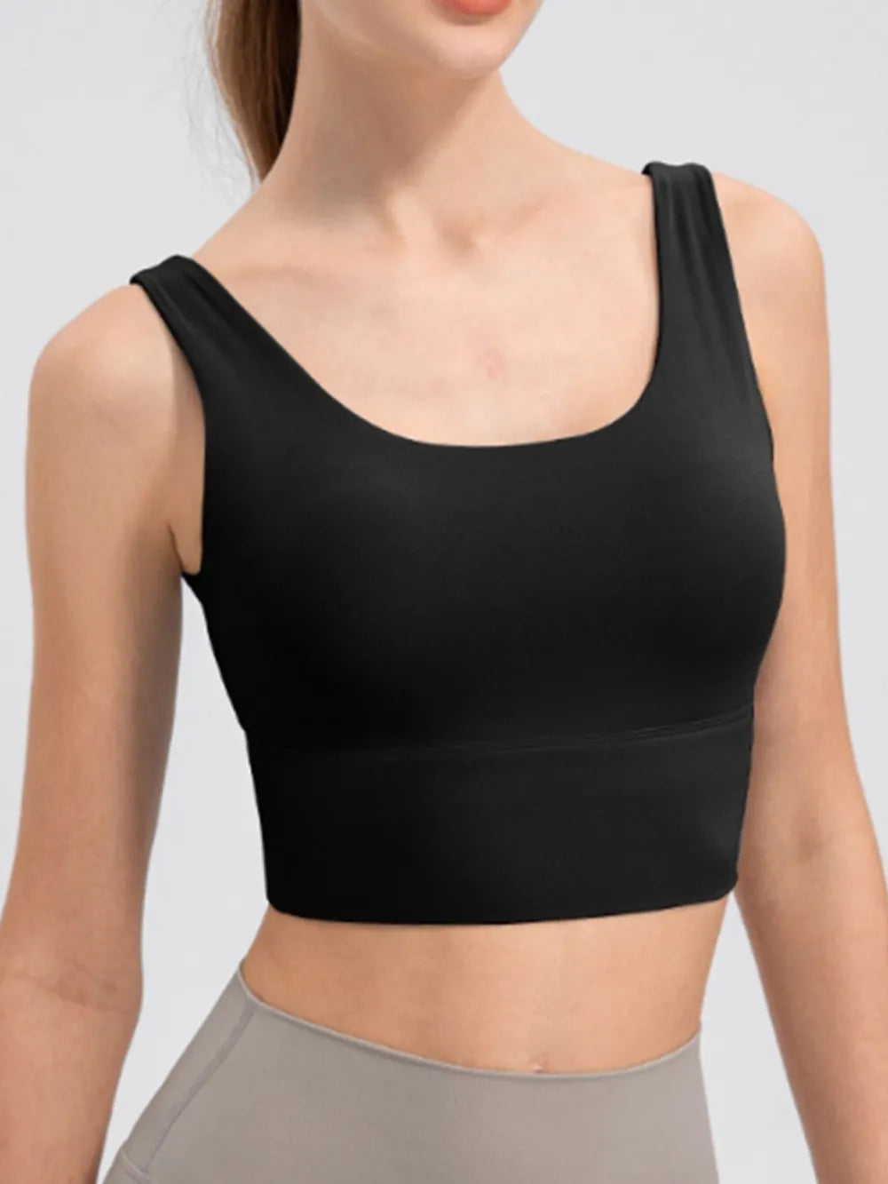 Scoop Neck Wide Strap Active Tank - Fashorio
