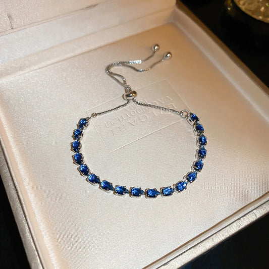 Alloy Zircon Bracelet Royal Blue One Size - Fashorio