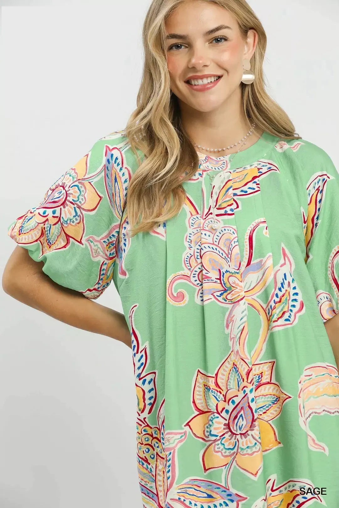 Boho Floral Print Mini Dress with Pockets back view