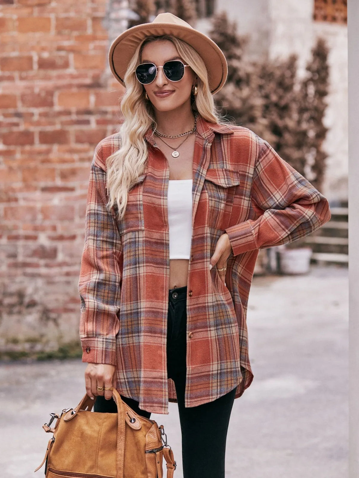 Plaid Long Sleeve Button Down Shirt, view 11