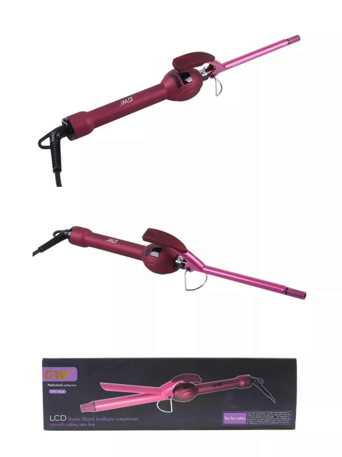 Curling iron with curled hair result