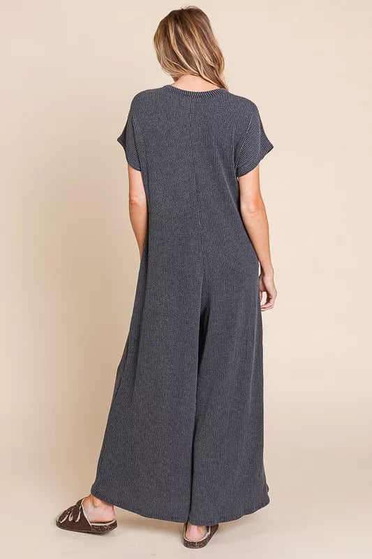 Rib Knit Jumpsuit with Button Detail detail