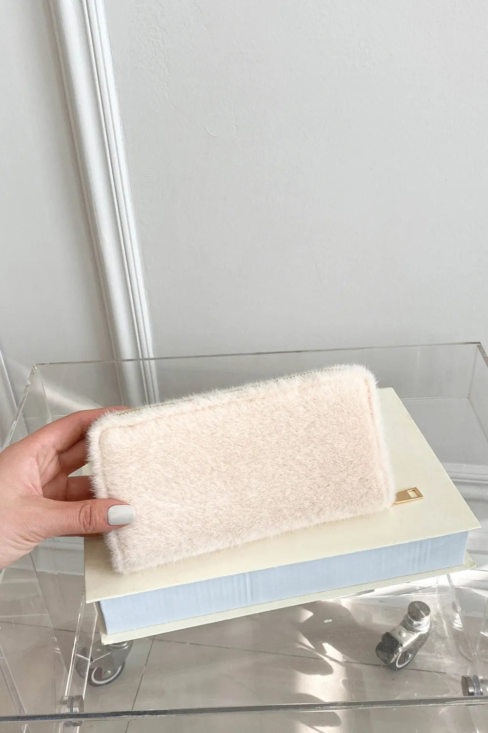 Solid Color Fluff Rectangle Wallet - Fashorio