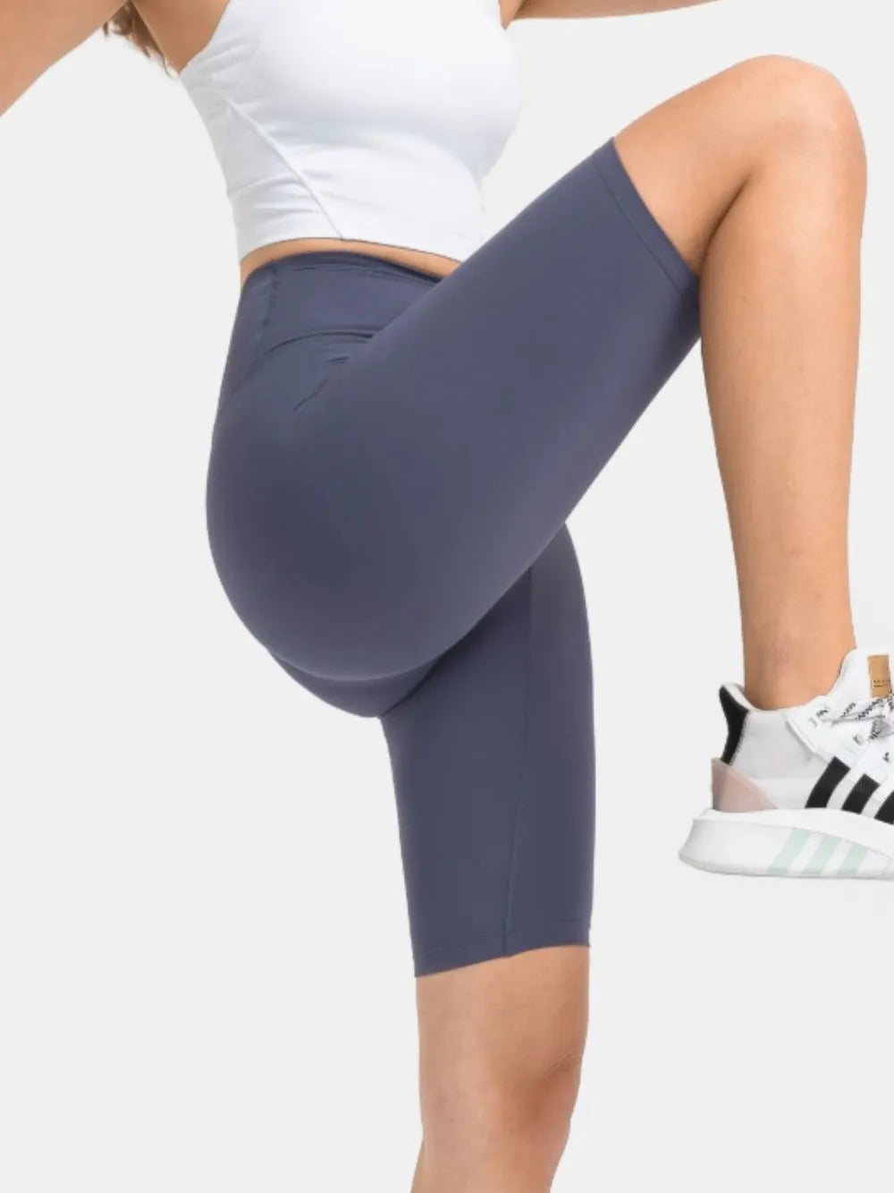 high rise wide waistband active shorts detail view 25