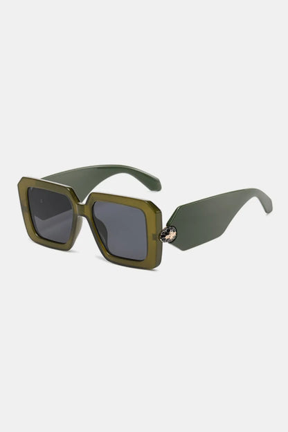 Polycarbonate Frame Square Sunglasses Moss One Size - Fashorio