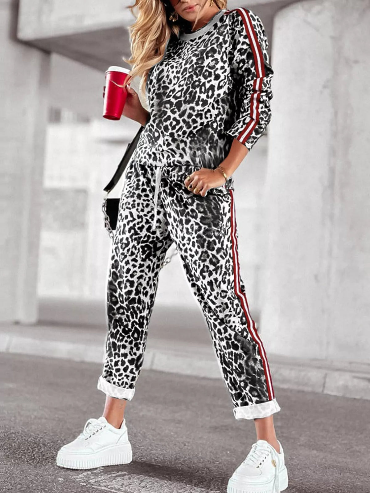 Leopard top and matching pants full outfit styled