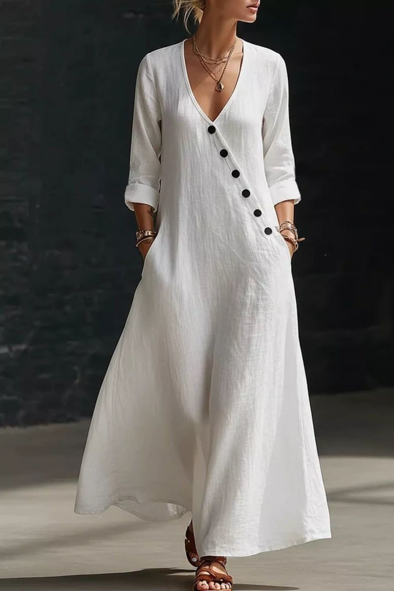 surplice long sleeve maxi dress front view