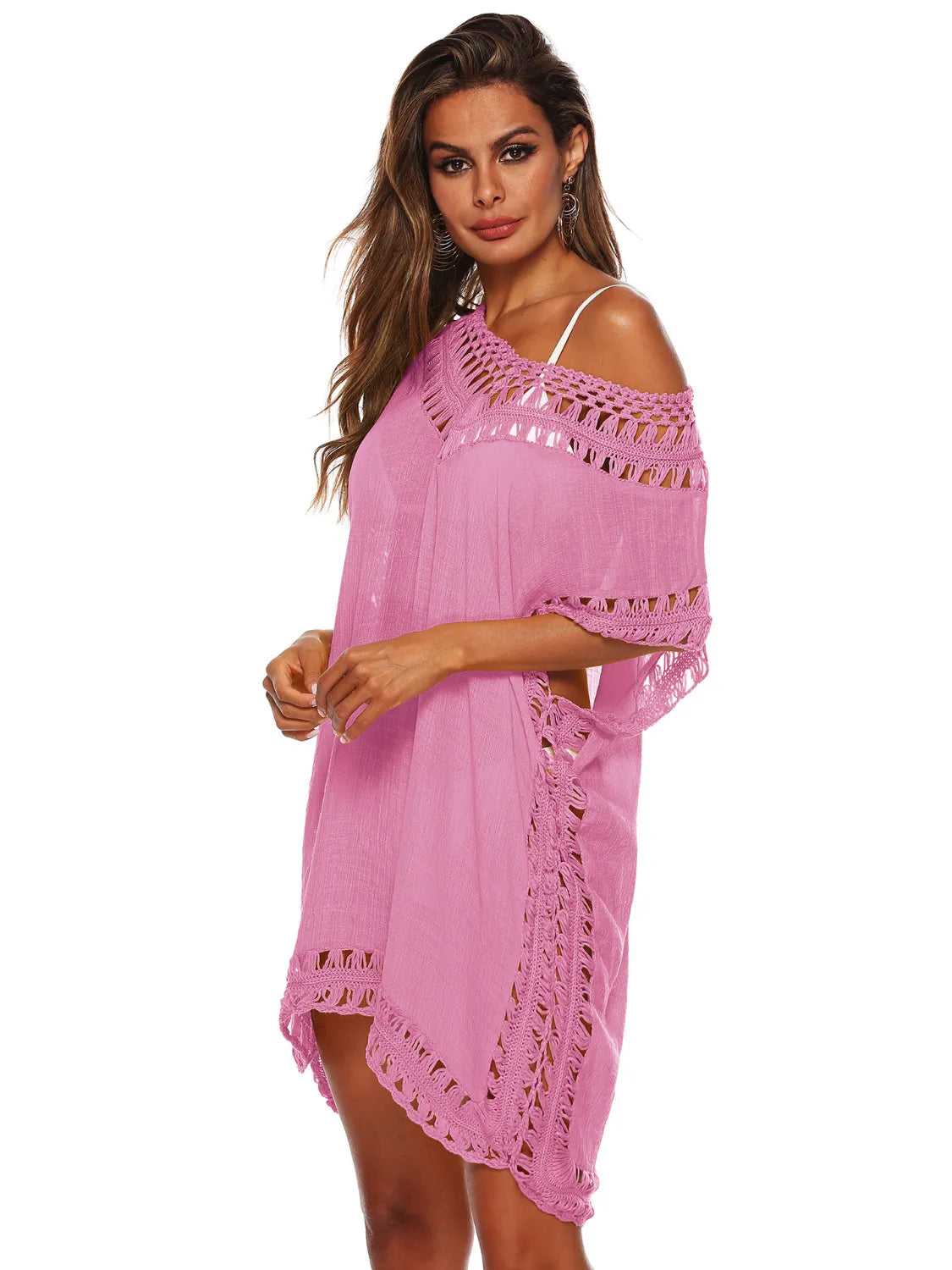 Bohemian Crochet Trim Beach Cover Up Dress - Fashorio
