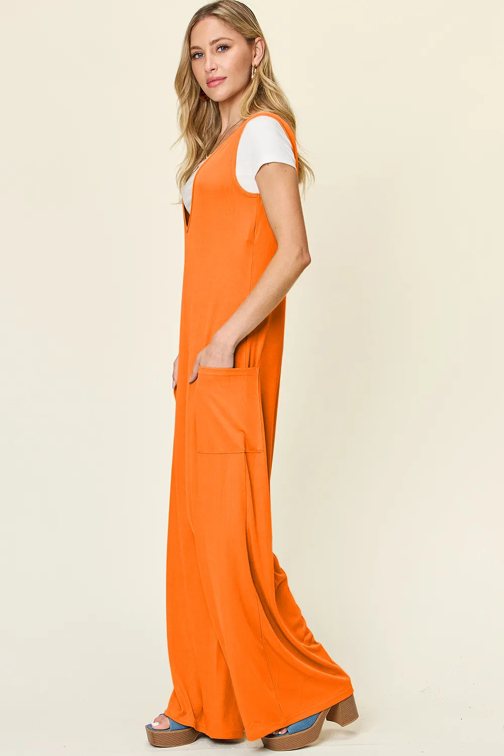 Double Take Sleeveless Wide Leg Jumpsuit with Pockets, view 17