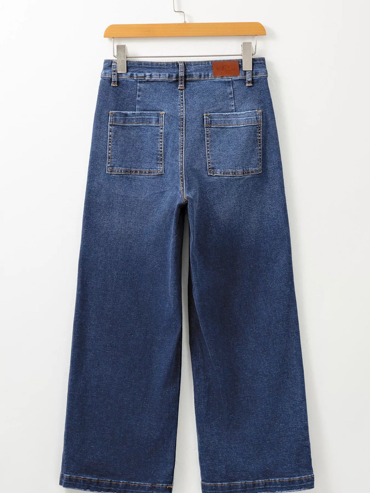 Patch Pocket Straight Shift Jeans in Medium Wash, view 7