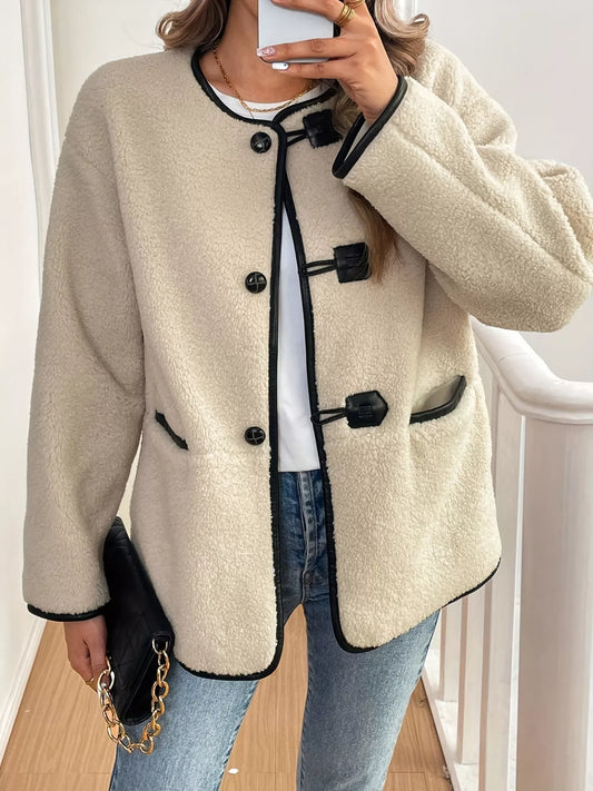 Button Up Dropped Shoulder Outerwear Dust Storm - Fashorio