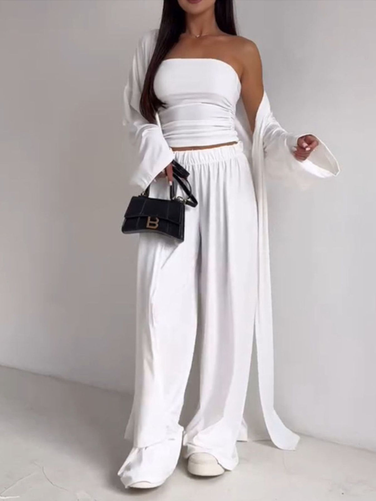 Tube Top Cardigan and Pants Three Piece Set, view 12