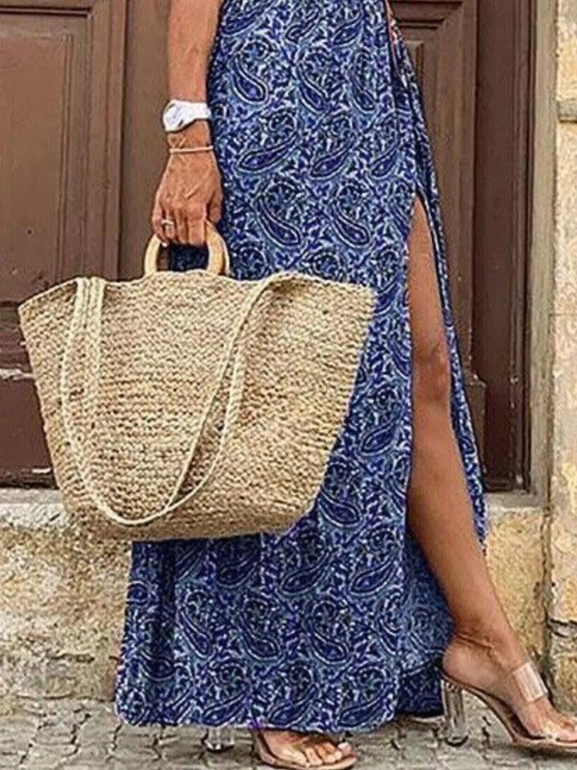 Printed V Neck Short Sleeve Maxi Dress view 11