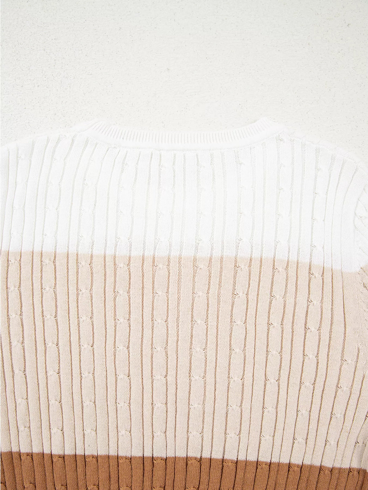 multicolor colorblock cable knit sweater styled outfit look