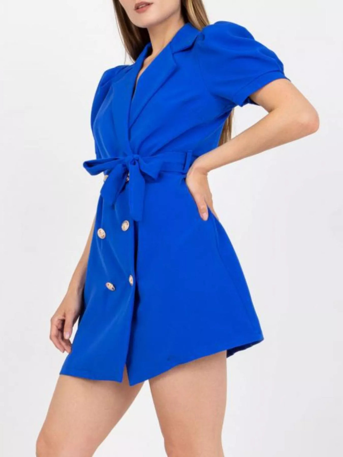 blazer tie waist mini dress fabric and texture detail
