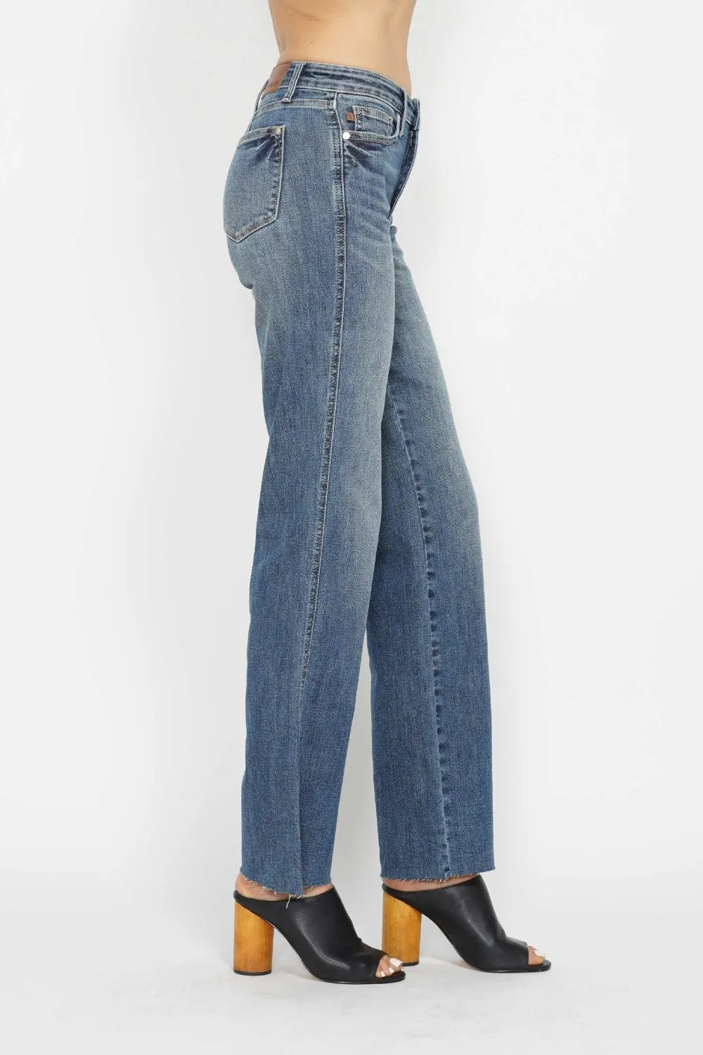 Detail of medium wash denim texture