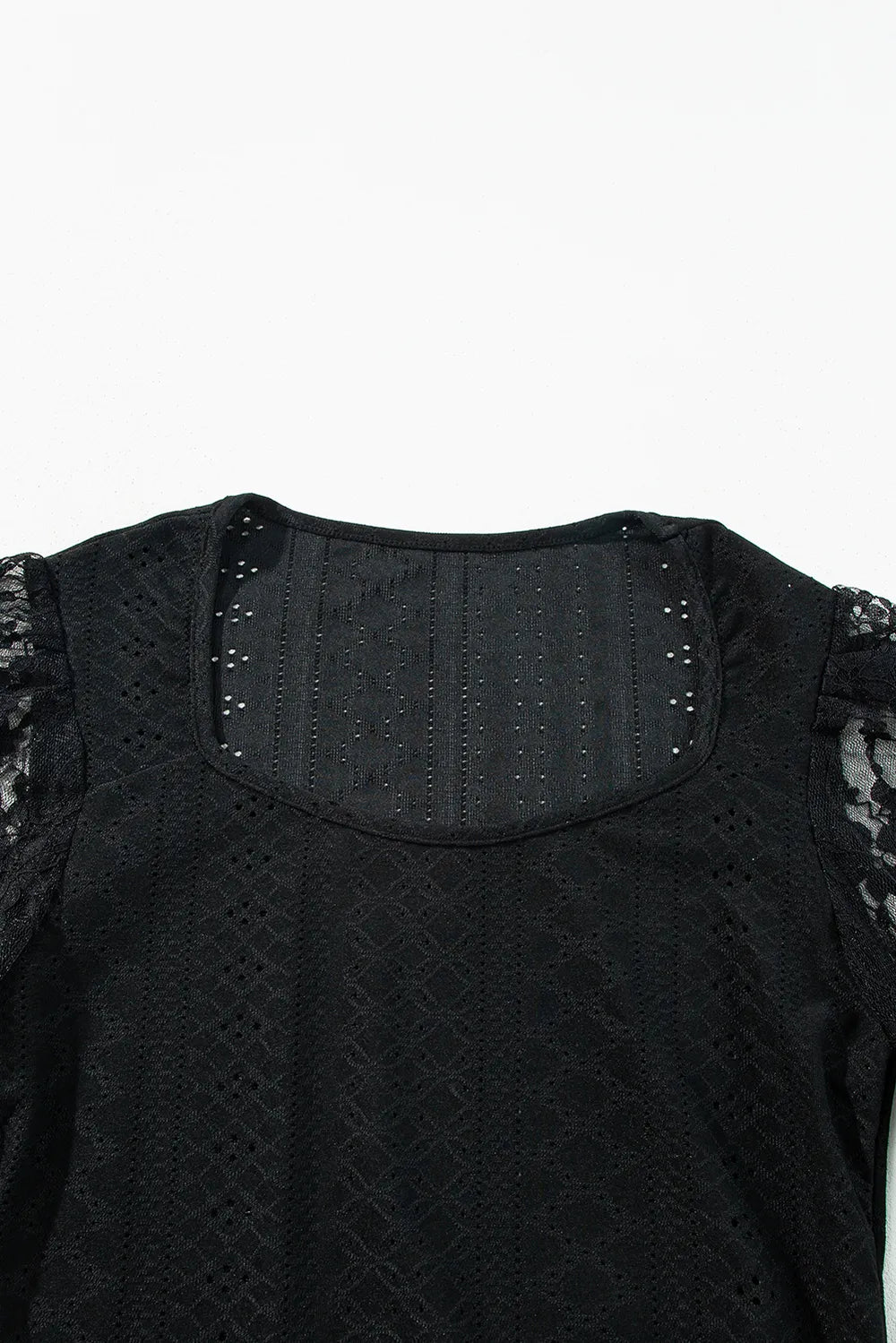 Eyelet Lace Long Sleeve Bodysuit - Fashorio