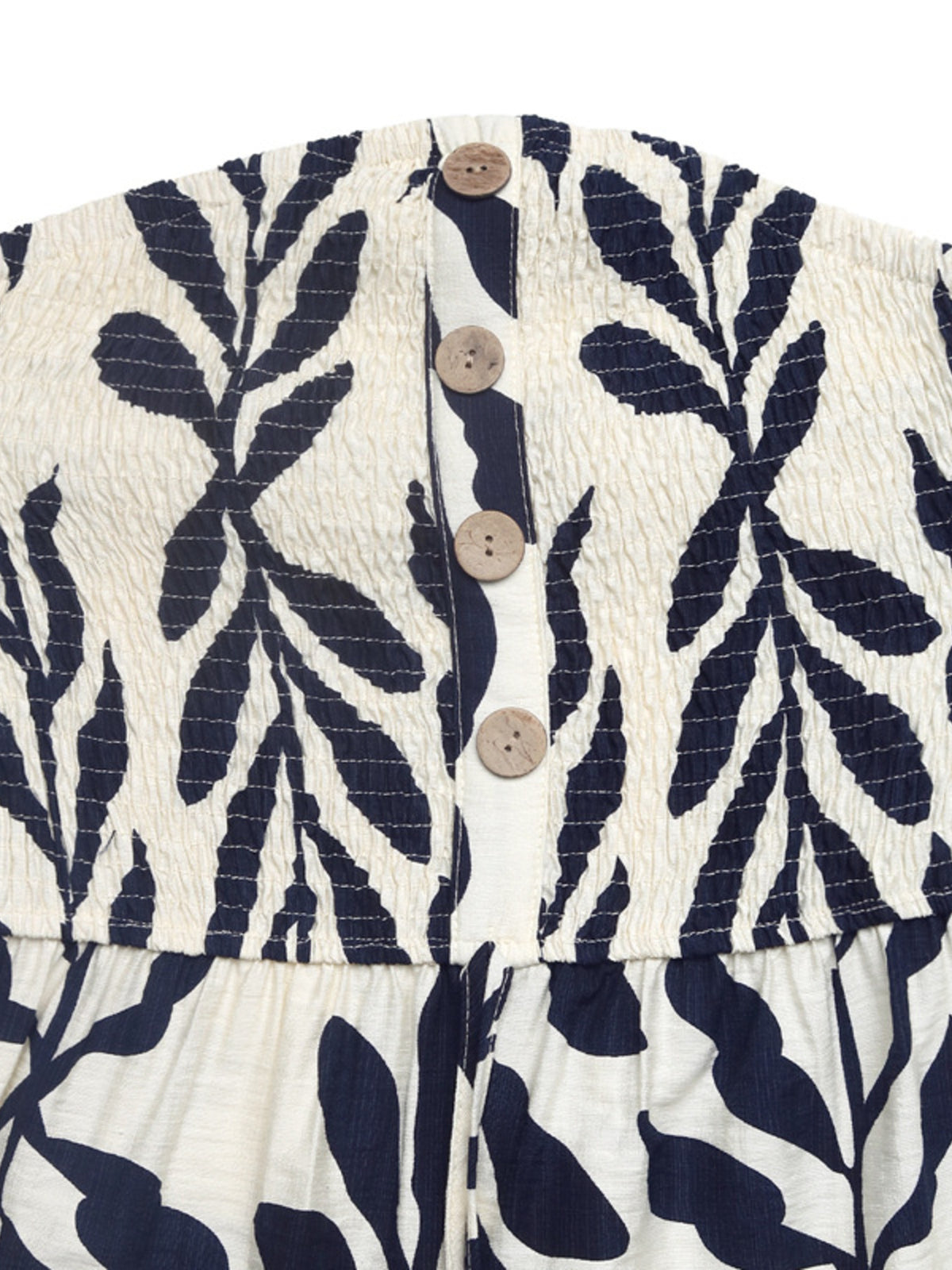 Three quarter view showing the print across the fabric