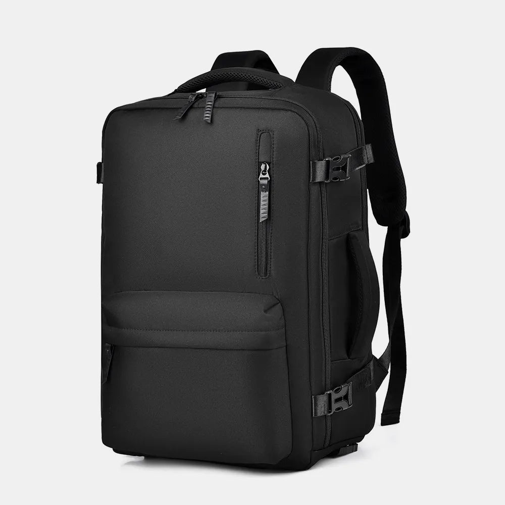 Oxford cloth backpack with side pockets top handle close up