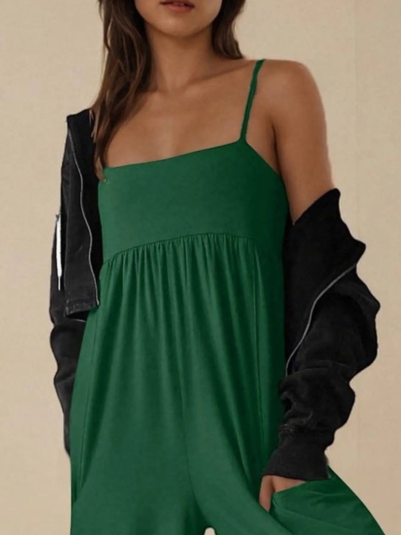 Spaghetti Strap Wide Leg Jumpsuit - Fashorio