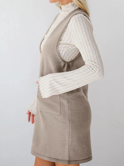 Sleeveless Knit Dress with Pockets - Fashorio