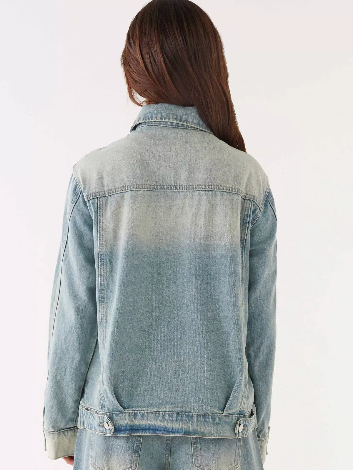 Matching denim jacket and jeans full outfit