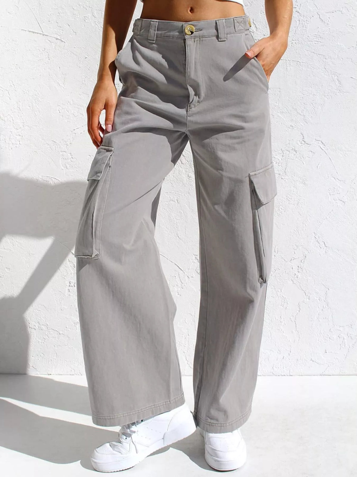 High Waist Wide Leg Cargo Jeans, view 20