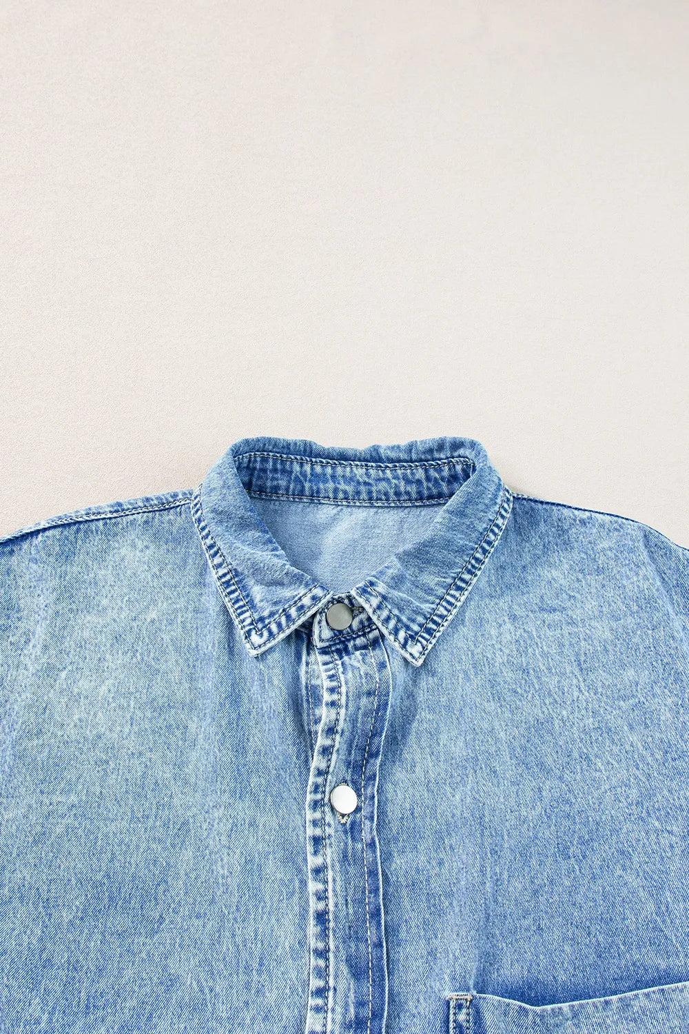 Oversized Button Down Denim Shirt Dress - Fashorio