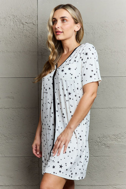 MOON NITE Quilted Quivers Button Down Sleepwear Dress - Fashorio