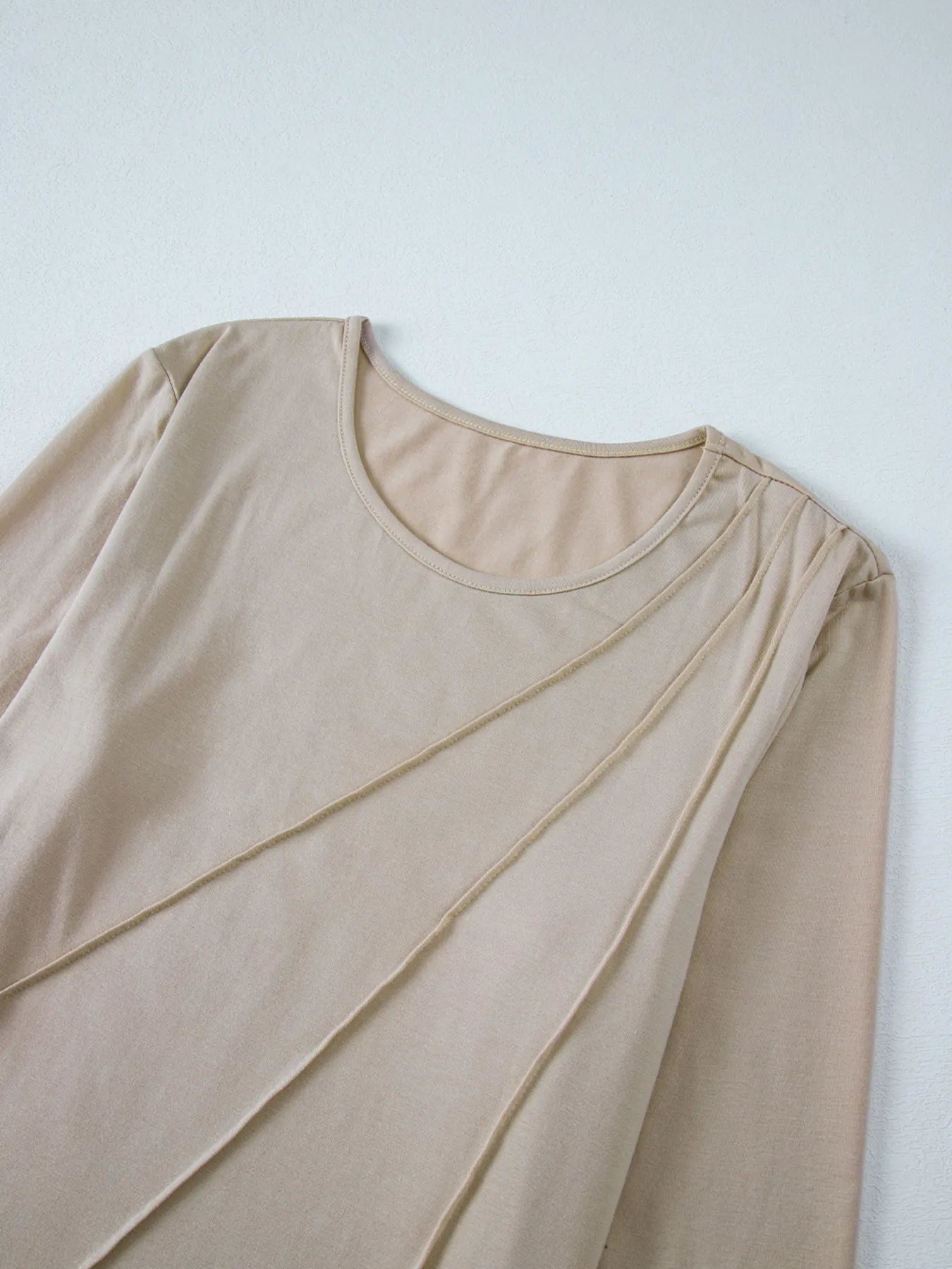 Asymmetric Seam Detail Long Sleeve Top - Fashorio