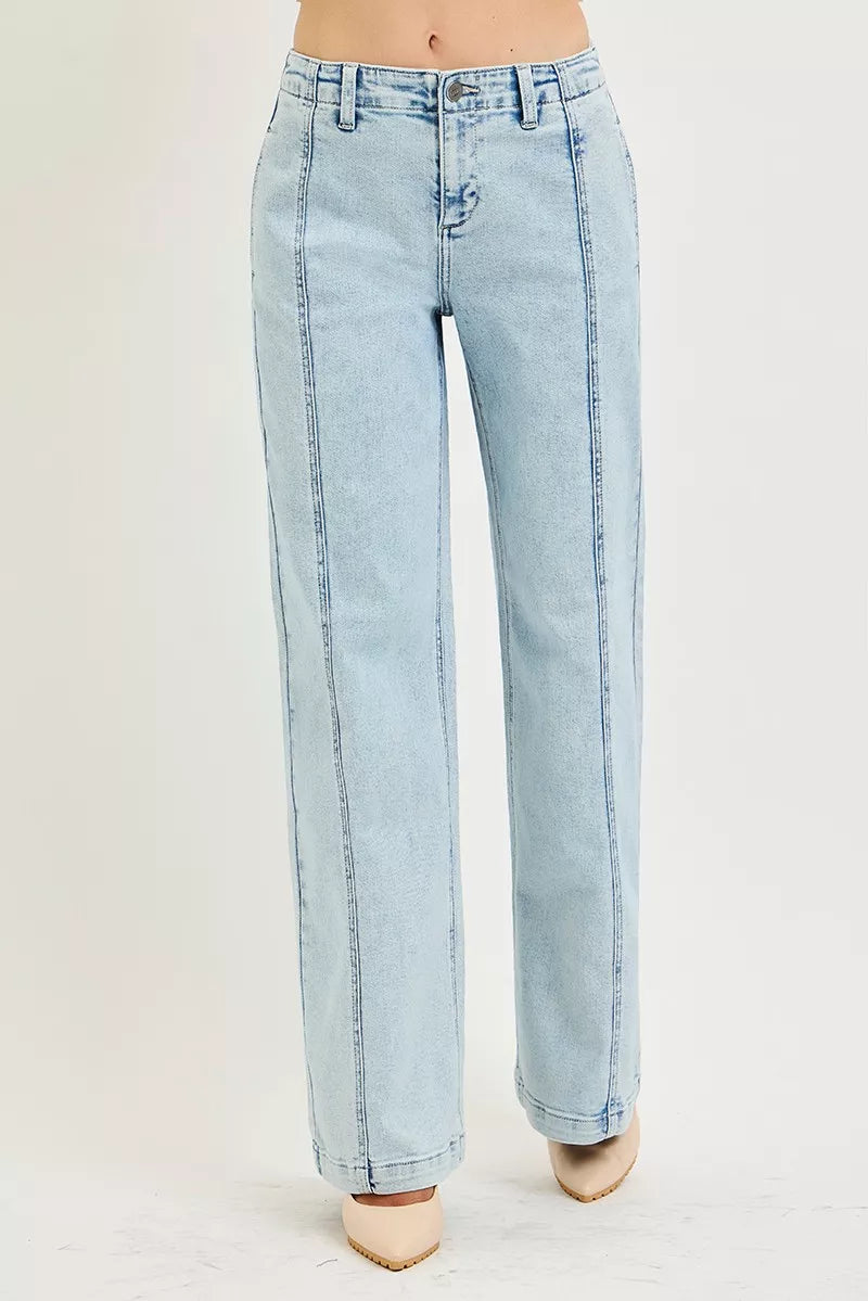RISEN acid light wash jeans full length styling