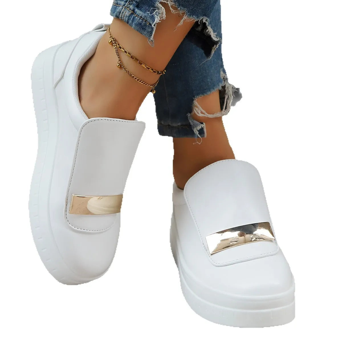 Round Toe Platform Loafers - Fashorio