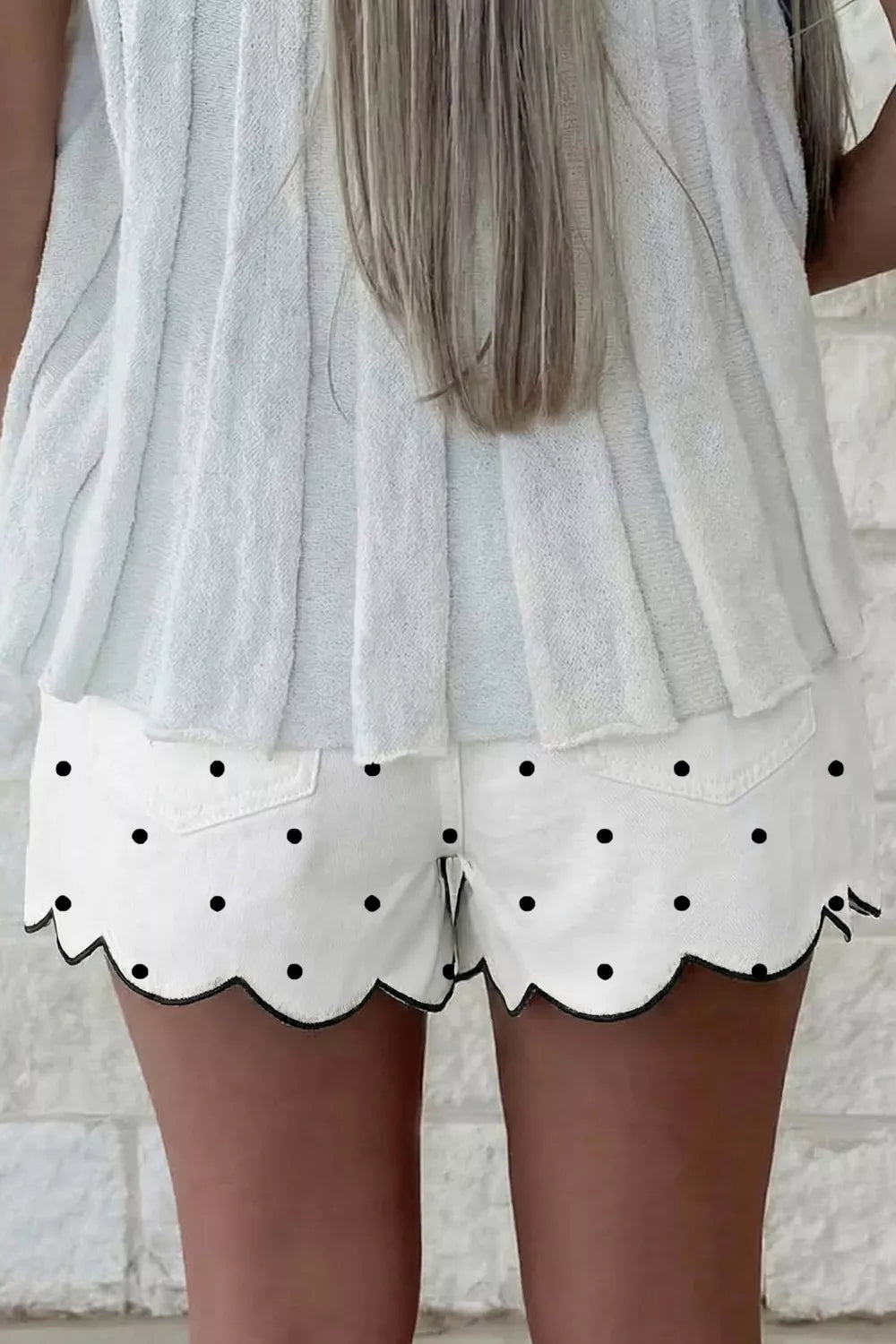Scalloped hem shorts back view