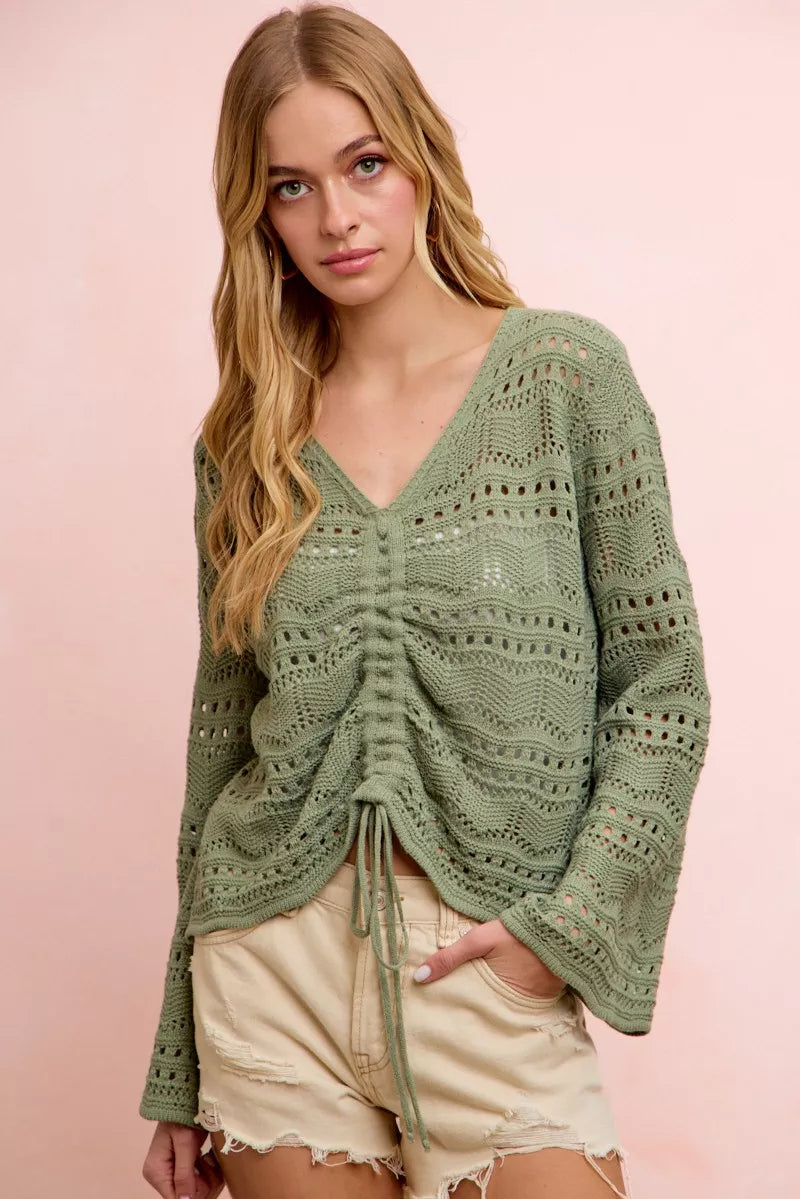Ruched front detail on knit top