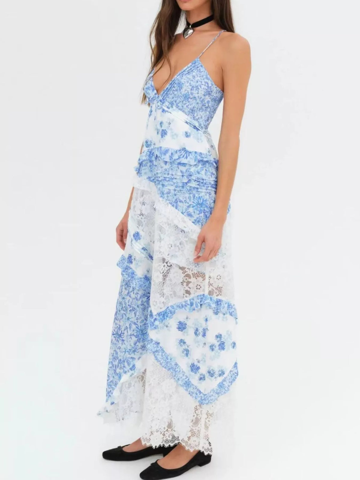 Floral maxi dress shown in a second color