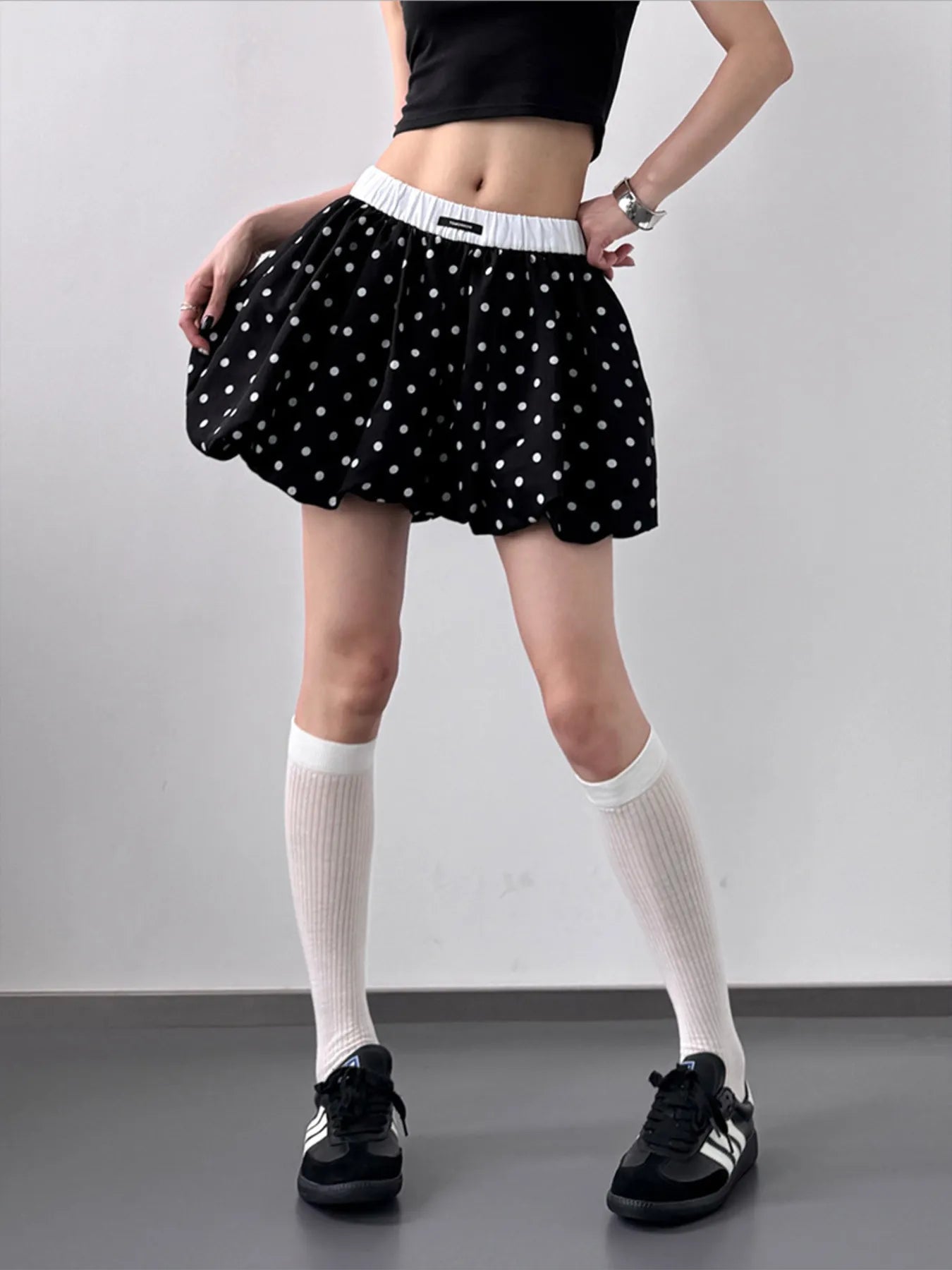 Polka Dot Bubble Shorts with Elastic Waistband - Fashorio