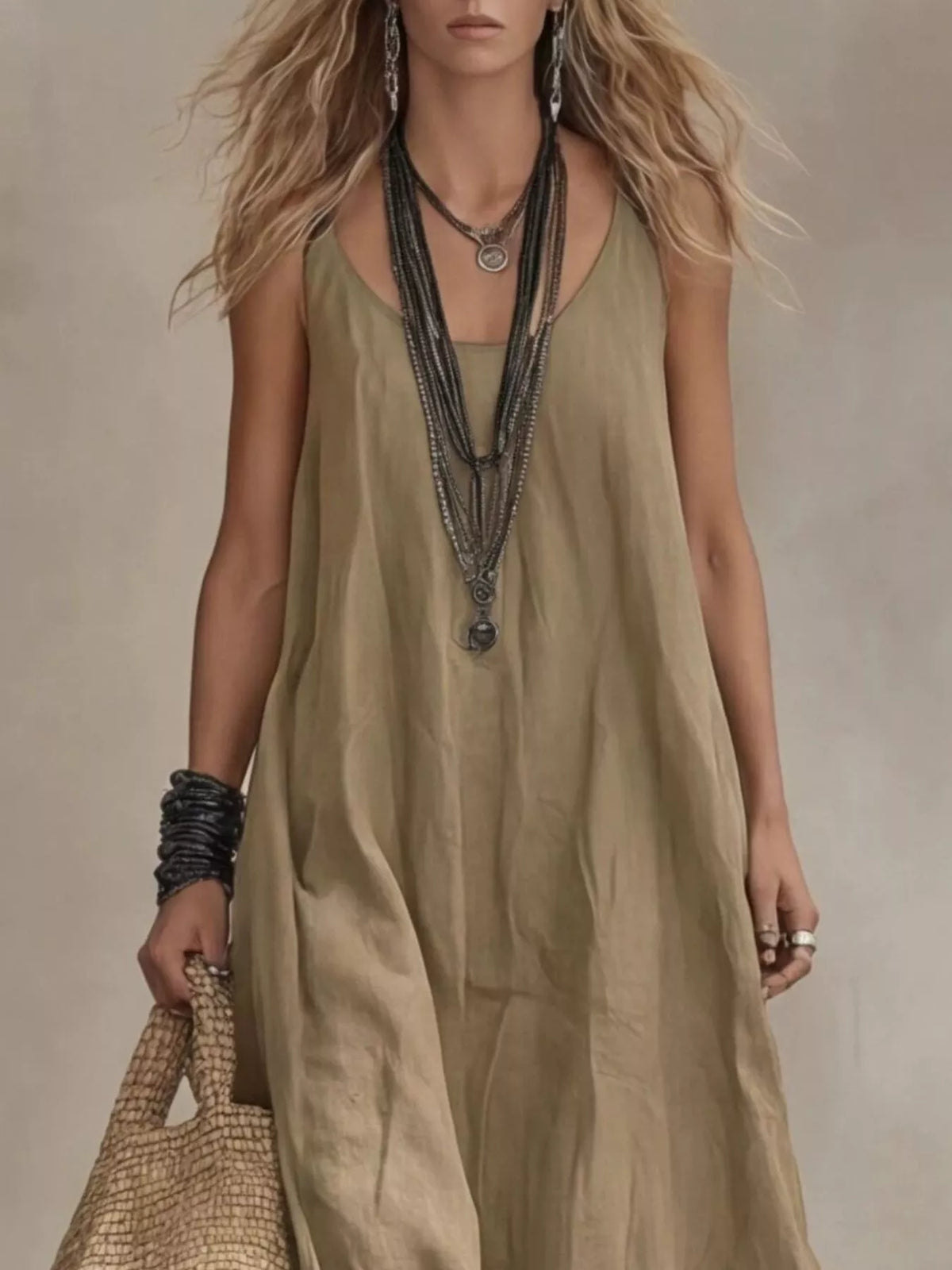 Scoop Neck Sleeveless Maxi Dress Plus Size, view 8