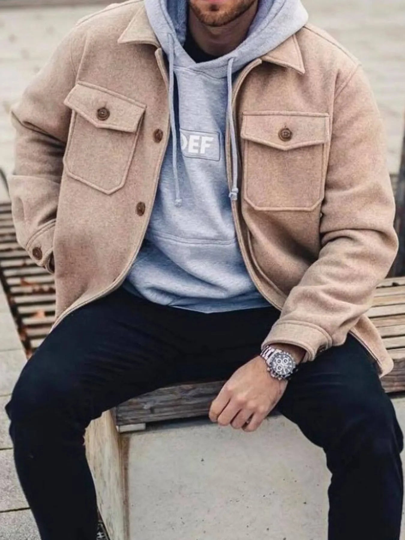 Men's Full Size Button Up Long Sleeve Jacket Plus Size - Fashorio