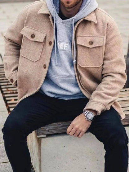 Men's Full Size Button Up Long Sleeve Jacket Plus Size - Fashorio